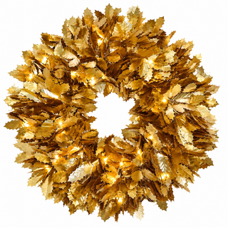 Tinsel and Holly LED Light-Up Metallic Wreath