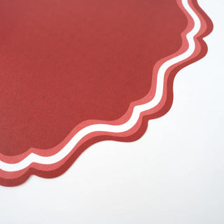 Bright Red Fancy Scallop Placemat Set