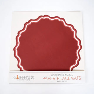 Bright Red Fancy Scallop Placemat Set