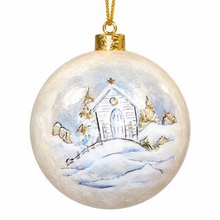 Capiz Snowy Woodland Ornaments