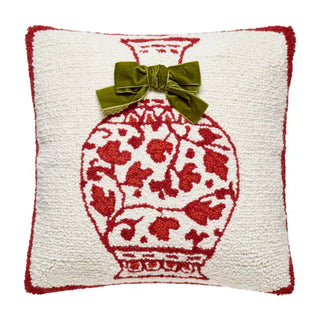Chinoiserie Vase with Real Bow Hook Pillow
