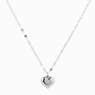 Stainless Steel Puffy Heart Pendant Necklace