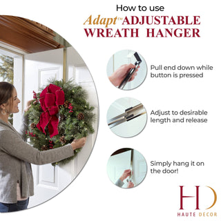 Adjustable Wreath Hanger, Matte Black