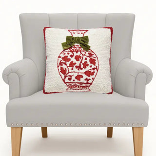 Chinoiserie Vase with Real Bow Hook Pillow