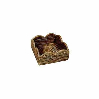 Rattan Scalloped Cocktail Napkin Holder, Natural