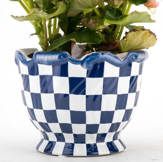 Blue And White Checker Porcelain Planter