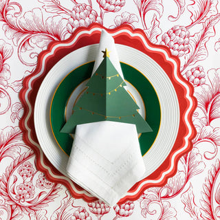 Bright Red Fancy Scallop Placemat Set
