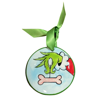 Grinch Dog Bone Flat Ornament