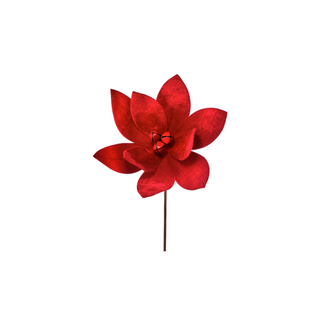 Velvet Jingle Bell Poinsettia Stem