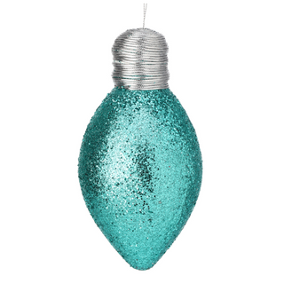 Teal Glitter Lightbulb Ornament