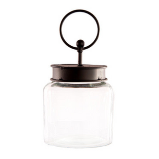 Round Glass Jar with Black Lid