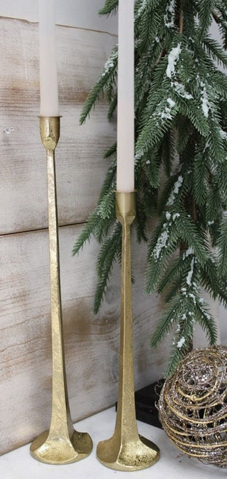 Set/2 Iron Taper Holders, Gold Leaf, 13, 17"