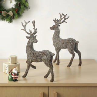 Glitter Rattan Standing Deer