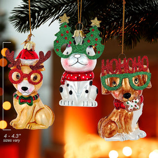 Noble Gems™ Glass Christmas Dog Ornament