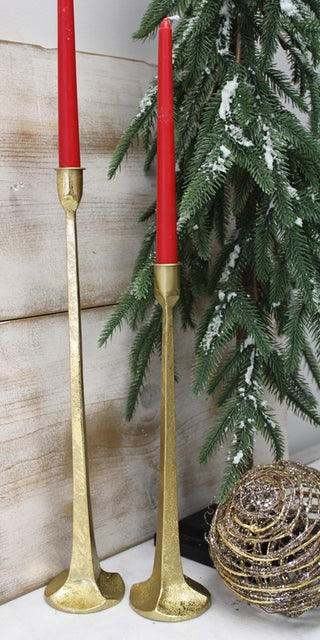 Set/2 Iron Taper Holders, Gold Leaf, 13, 17"