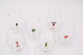 3x4" Stemless Wineglass with Decorative Icon