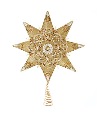 Un-Lit Pearl and Gold Shimmer Star Treetop
