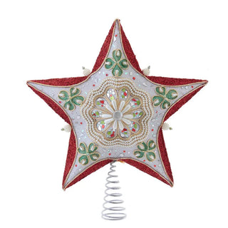 Red, Green & White Mistletoe Star Treetop