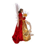 Multicolored Fiber-Optic Red and Gold Angel Treetop