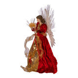 Multicolored Fiber-Optic Red and Gold Angel Treetop
