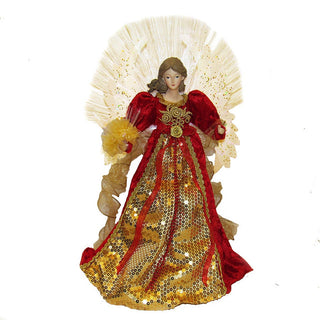 Multicolored Fiber-Optic Red and Gold Angel Treetop