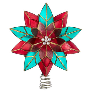 UL 10-Light Red and Green Poinsettia Treetop