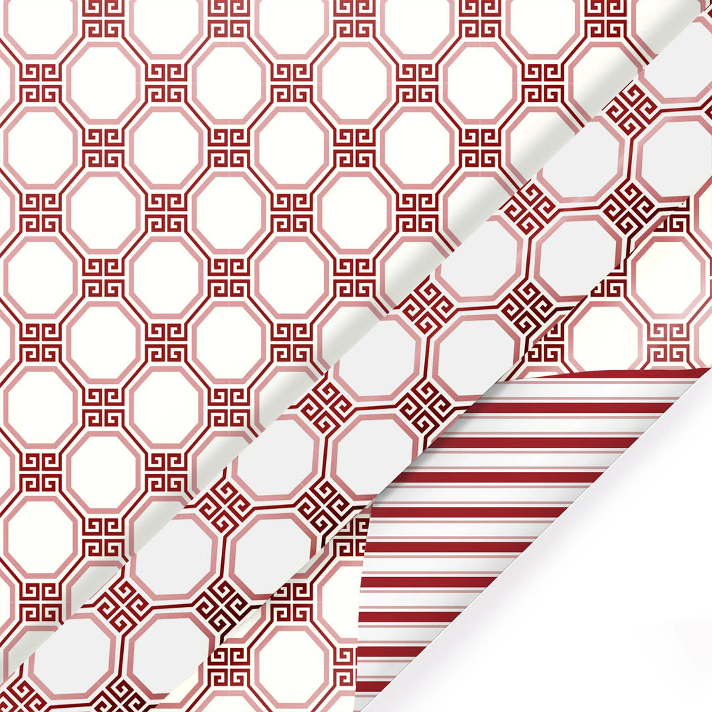 Greek Key with Stripe Reversible Holiday Wrapping Paper – Miss Cayce's