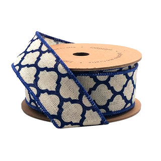 Natural Blue Lattice Ribbon, 1.5" X 10YD