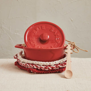 Stoneware Brie Baker w/ Wood Spoon