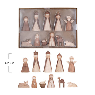 Wood-Finish 11-Piece Nativity Set
