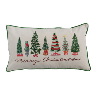 Embroidered Tree Festive Pillow