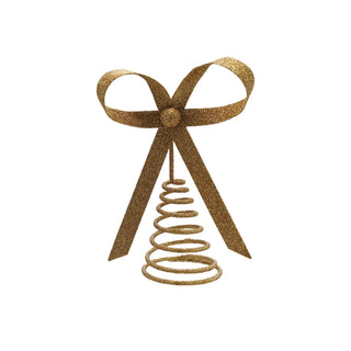 Glitter Bow Metal Tree Topper, Gold