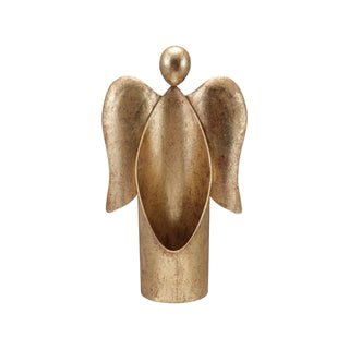Antique Gold Metal Angel Container, 17"