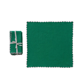 Green Scalloped Edge Napkin Set
