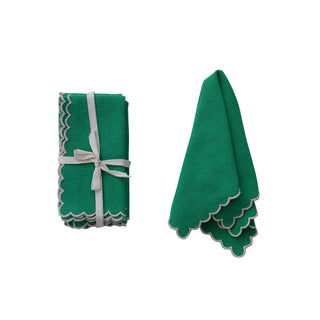 Green Scalloped Edge Napkin Set