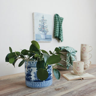 Blue & White Stoneware Planter