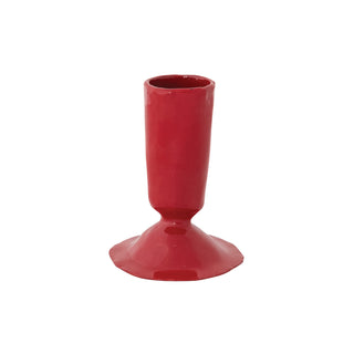 Red Hand-Forged Enameled Cast Iron Taper Candle Holder, 3"