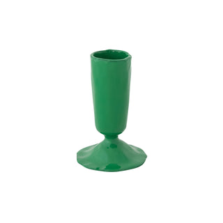 Green Hand-Forged Enameled Cast Iron Taper Candle Holder, 3"