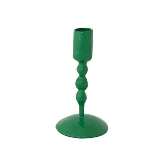 Green Hand-Forged Enameled Cast Iron Taper Holder, 5.5"