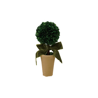 Dried Boxwood Topiary with Green Velvet Bow