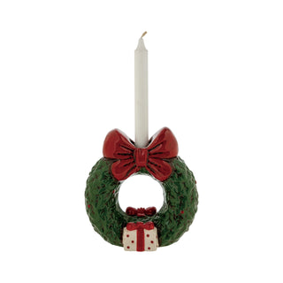 Wreath Shaped Taper Holder with Bow