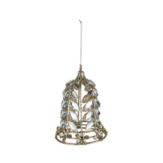 Metal Bell Ornament with Acrylic Jewels & Glitter