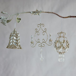 Metal Bell Ornament with Acrylic Jewels & Glitter