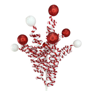 Glitter Red & White Curly Ball Spray