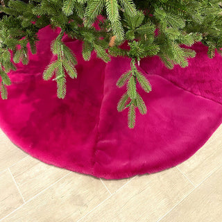 Fuchsia Reversible Fur Tree Skirt, 64"