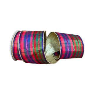 Multicolored Glitter Plaid Ribbon 4" X 10YD