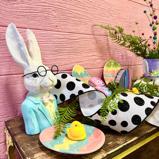 Black and White Glitter Polka Dot Ribbon, 4" X 10YD