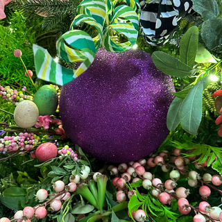 Purple Glitter Ball Ornament, 8"