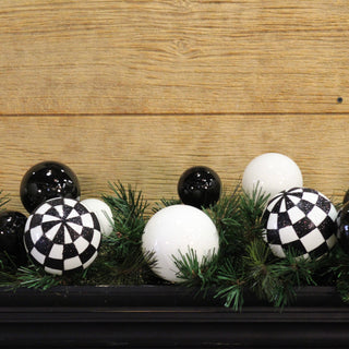 Black & White Check Ball Garland, 10'