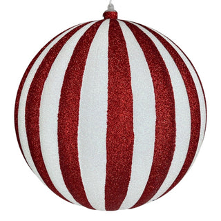 Red and White Striped Glitter Ball